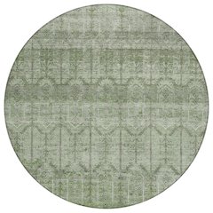 Machine Washable Indoor/Outdoor Chantille ACN2728 Green 8' x 8' Round Rug