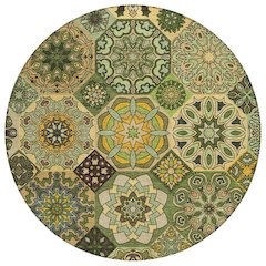Machine Washable Indoor/Outdoor Chantille ACN2729 Green 8' x 8' Round Rug