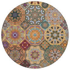 Machine Washable Indoor/Outdoor Chantille ACN2729 Orange 8' x 8' Round Rug