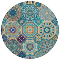 Machine Washable Indoor/Outdoor Chantille ACN2729 Teal 8' x 8' Round Rug