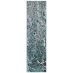 Machine Washable Indoor/Outdoor Chantille ACN2730 Teal 2'3" x 7'6" Runner Rug