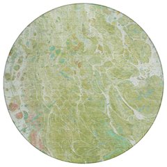 Machine Washable Indoor/Outdoor Chantille ACN2731 Green 8' x 8' Round Rug