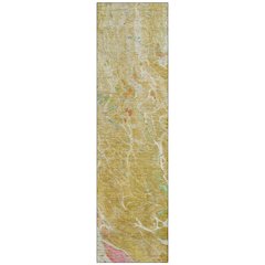 Machine Washable Indoor/Outdoor Chantille ACN2731 Gold 2'3" x 7'6" Runner Rug