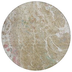 Machine Washable Indoor/Outdoor Chantille ACN2731 Brown 8' x 8' Round Rug
