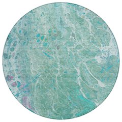 Machine Washable Indoor/Outdoor Chantille ACN2731 Teal 8' x 8' Round Rug