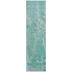 Machine Washable Indoor/Outdoor Chantille ACN2731 Teal 2'3" x 7'6" Runner Rug