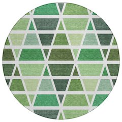 Machine Washable Indoor/Outdoor Chantille ACN2732 Green 8' x 8' Round Rug