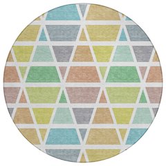 Machine Washable Indoor/Outdoor Chantille ACN2732 Green 8' x 8' Round Rug