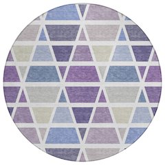 Machine Washable Indoor/Outdoor Chantille ACN2732 Purple 8' x 8' Round Rug