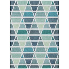 Machine Washable Indoor/Outdoor Chantille ACN2732 Teal 3' x 5' Rug