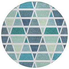 Machine Washable Indoor/Outdoor Chantille ACN2732 Teal 8' x 8' Round Rug