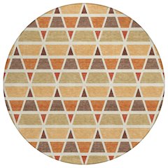 Machine Washable Indoor/Outdoor Chantille ACN2733 Orange 8' x 8' Round Rug