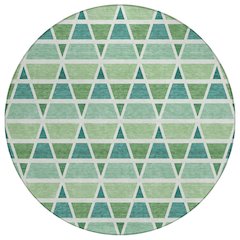 Machine Washable Indoor/Outdoor Chantille ACN2733 Teal 8' x 8' Round Rug