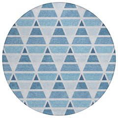 Machine Washable Indoor/Outdoor Chantille ACN2734 Blue 8' x 8' Round Rug