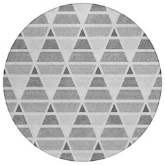 Machine Washable Indoor/Outdoor Chantille ACN2734 Gray 8' x 8' Round Rug