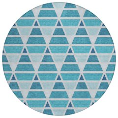 Machine Washable Indoor/Outdoor Chantille ACN2734 Teal 8' x 8' Round Rug