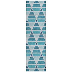 Machine Washable Indoor/Outdoor Chantille ACN2734 Teal 2'3" x 7'6" Runner Rug