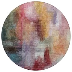 Machine Washable Indoor/Outdoor Chantille ACN2738 Red 8' x 8' Round Rug