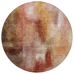 Machine Washable Indoor/Outdoor Chantille ACN2738 Orange 8' x 8' Round Rug
