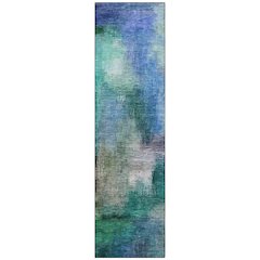 Machine Washable Indoor/Outdoor Chantille ACN2738 Teal 2'3" x 7'6" Runner Rug
