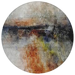 Machine Washable Indoor/Outdoor Chantille ACN2739 Orange 8' x 8' Round Rug