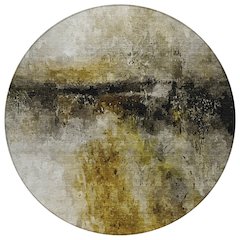 Machine Washable Indoor/Outdoor Chantille ACN2739 Gold 8' x 8' Round Rug