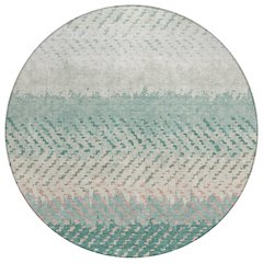 Machine Washable Indoor/Outdoor Chantille ACN2740 Teal 8' x 8' Round Rug