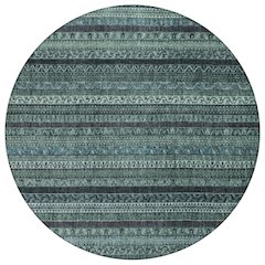 Machine Washable Indoor/Outdoor Chantille ACN2741 Teal 8' x 8' Round Rug