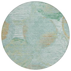 Machine Washable Indoor/Outdoor Chantille ACN2744 Teal 8' x 8' Round Rug