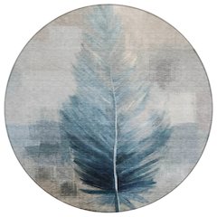 Machine Washable Indoor/Outdoor Chantille ACN2745 Teal 8' x 8' Round Rug
