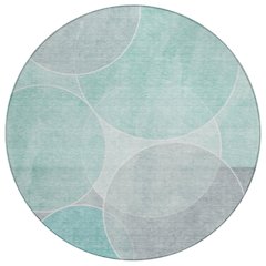 Machine Washable Indoor/Outdoor Chantille ACN2746 Teal 8' x 8' Round Rug