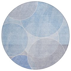 Machine Washable Indoor/Outdoor Chantille ACN2746 Blue 8' x 8' Round Rug