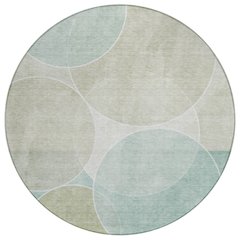 Machine Washable Indoor/Outdoor Chantille ACN2746 Teal 8' x 8' Round Rug