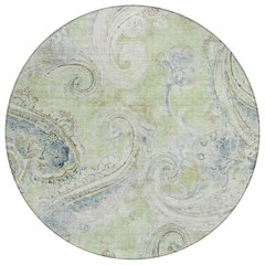 Machine Washable Indoor/Outdoor Chantille ACN2747 Green 8' x 8' Round Rug
