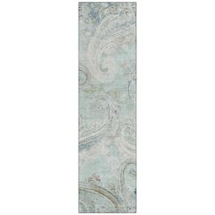 Machine Washable Indoor/Outdoor Chantille ACN2747 Teal 2'3" x 7'6" Runner Rug