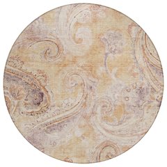 Machine Washable Indoor/Outdoor Chantille ACN2747 Orange 8' x 8' Round Rug