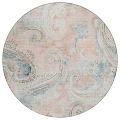 Machine Washable Indoor/Outdoor Chantille ACN2747 Pink 8' x 8' Round Rug