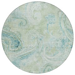 Machine Washable Indoor/Outdoor Chantille ACN2747 Green 8' x 8' Round Rug