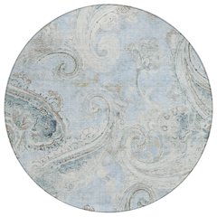 Machine Washable Indoor/Outdoor Chantille ACN2747 Blue 8' x 8' Round Rug