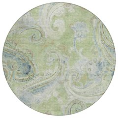 Machine Washable Indoor/Outdoor Chantille ACN2748 Green 8' x 8' Round Rug