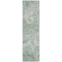 Machine Washable Indoor/Outdoor Chantille ACN2748 Teal 2'3" x 7'6" Runner Rug