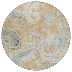 Machine Washable Indoor/Outdoor Chantille ACN2748 Orange 8' x 8' Round Rug