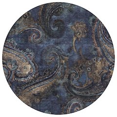 Machine Washable Indoor/Outdoor Chantille ACN2748 Blue 8' x 8' Round Rug