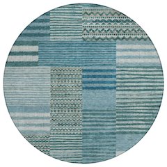 Machine Washable Indoor/Outdoor Chantille ACN2749 Teal 8' x 8' Round Rug
