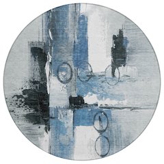 Machine Washable Indoor/Outdoor Chantille ACN2751 Blue 8' x 8' Round Rug