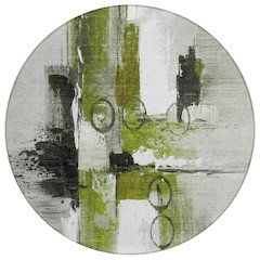 Machine Washable Indoor/Outdoor Chantille ACN2751 Green 8' x 8' Round Rug