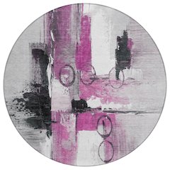 Machine Washable Indoor/Outdoor Chantille ACN2751 Pink 8' x 8' Round Rug