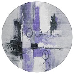 Machine Washable Indoor/Outdoor Chantille ACN2751 Purple 8' x 8' Round Rug