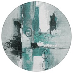 Machine Washable Indoor/Outdoor Chantille ACN2751 Teal 8' x 8' Round Rug