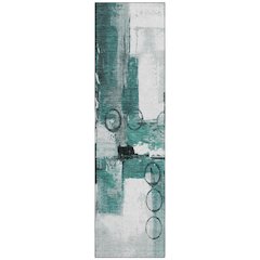 Machine Washable Indoor/Outdoor Chantille ACN2751 Teal 2'3" x 7'6" Runner Rug